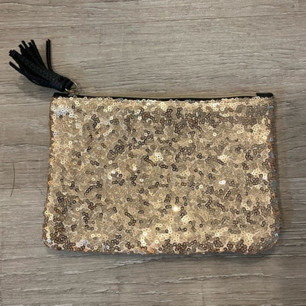 IPSY Glam Bag Metallic Gold Sequin and Black Like New - Picture 8 of 11